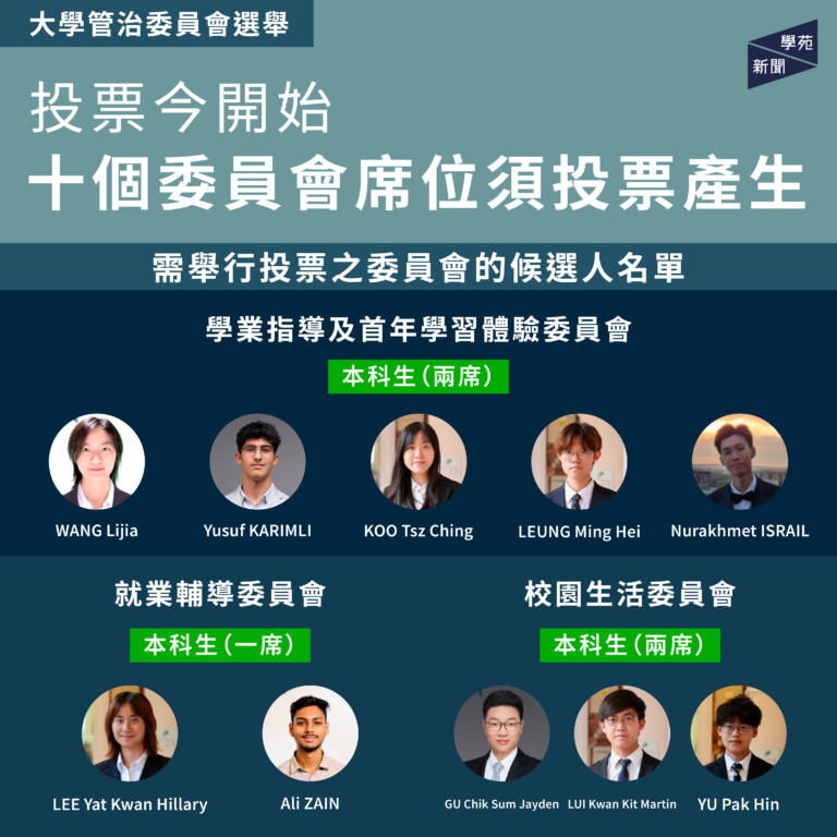 大學管治委員會選舉：投票今開始 十個委員會席位須投票產生