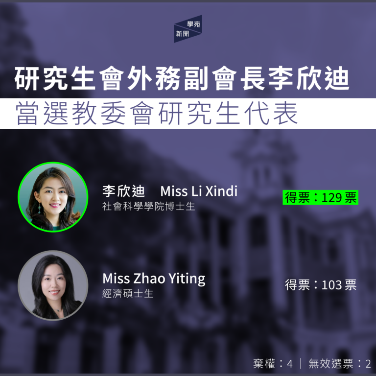 研究生會外務副主席李欣迪當選教委會研究生代表
